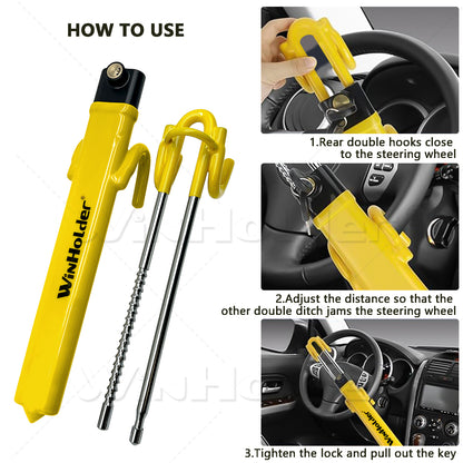 Twin Hooks Steering Wheel Lock