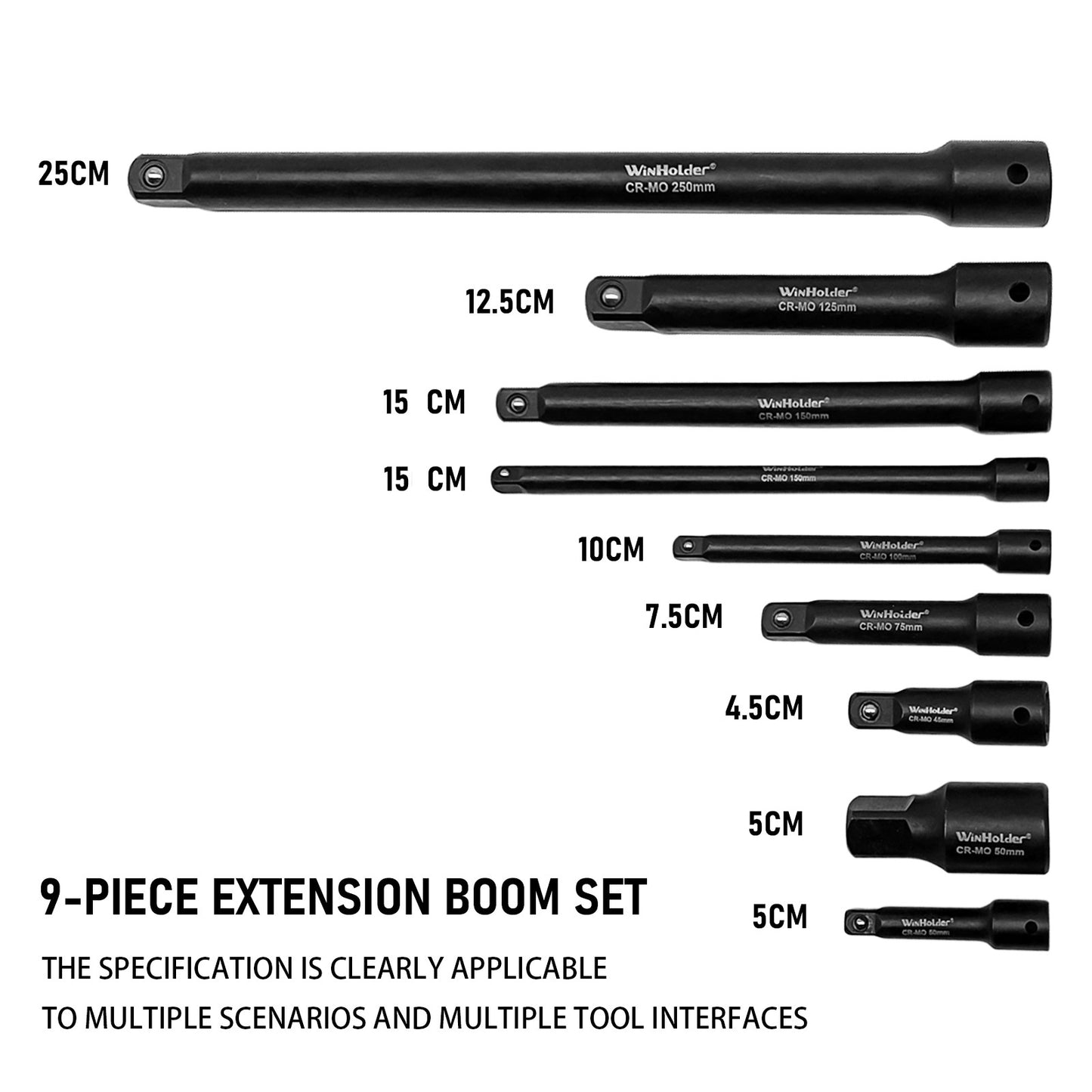 9pc 1/4" 3/8" 1/2" Impact Extension Bar Set