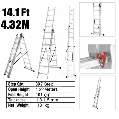 3 Section Extension Ladder (Silver）