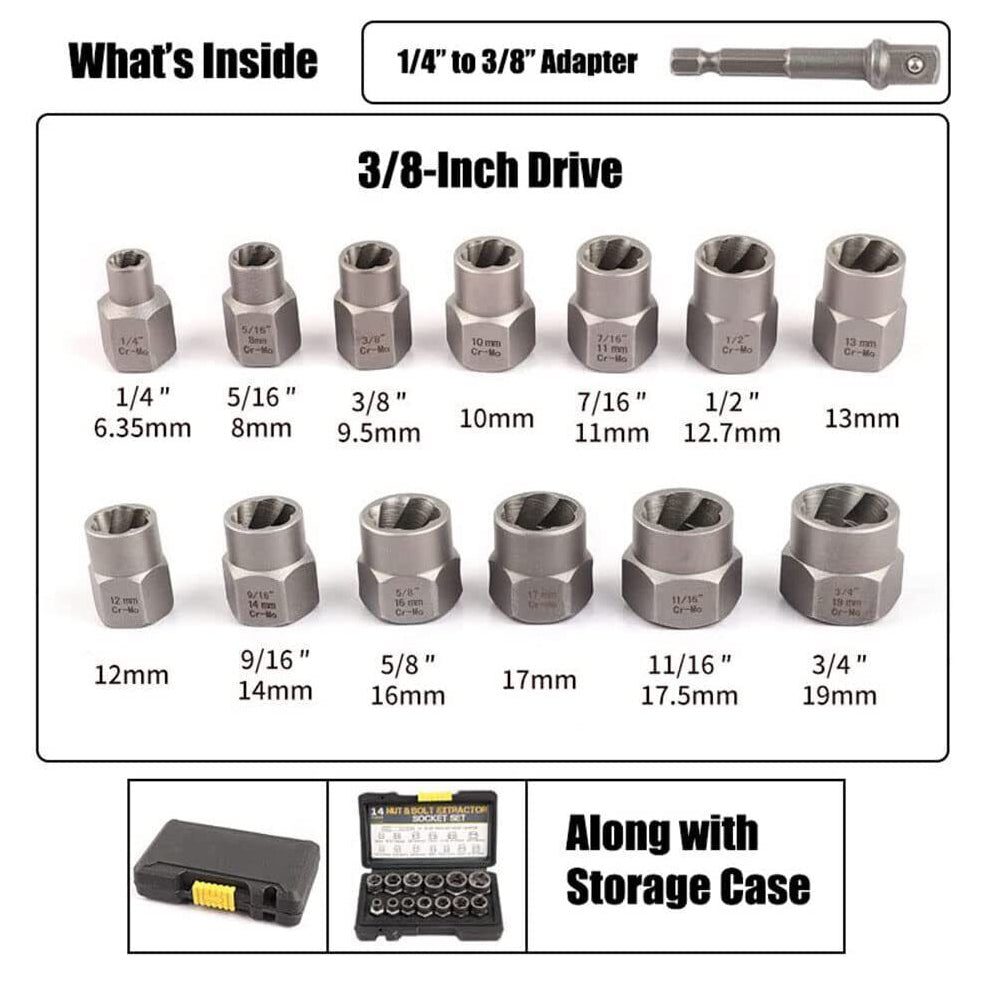 3/8" Locking Wheel Nut Remover Set