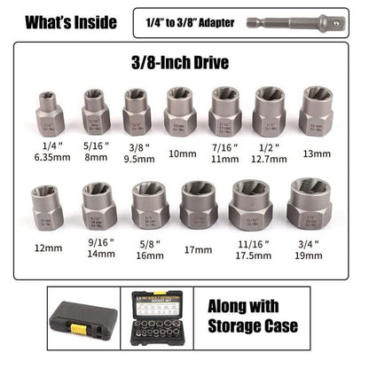 3/8" Locking Wheel Nut Remover Set