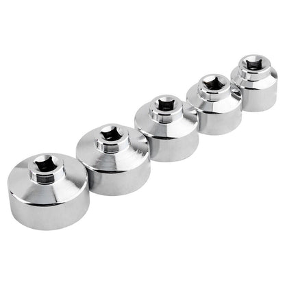 Oil Filter Socket Set 3/8" Dr 5 Pc 24 27 29 36 38mm Wrench Removal Tool