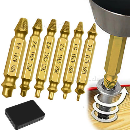 6PCS Broken Screw Extractor Remover Set Damaged Bolt Easy Out Stripped Drill Bit