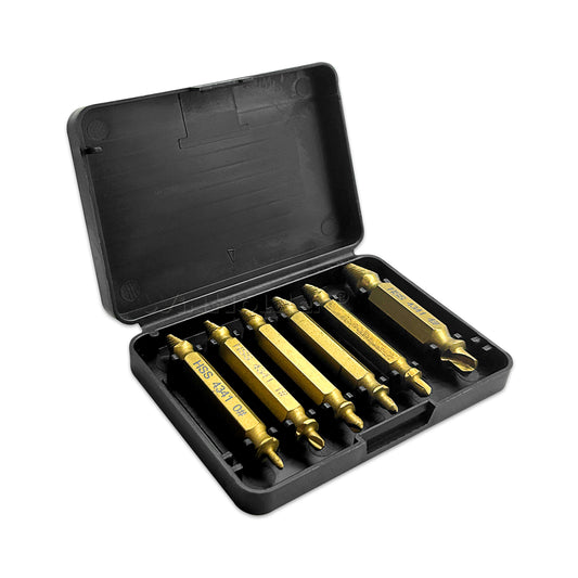 6PCS Broken Screw Extractor Remover Set Damaged Bolt Easy Out Stripped Drill Bit