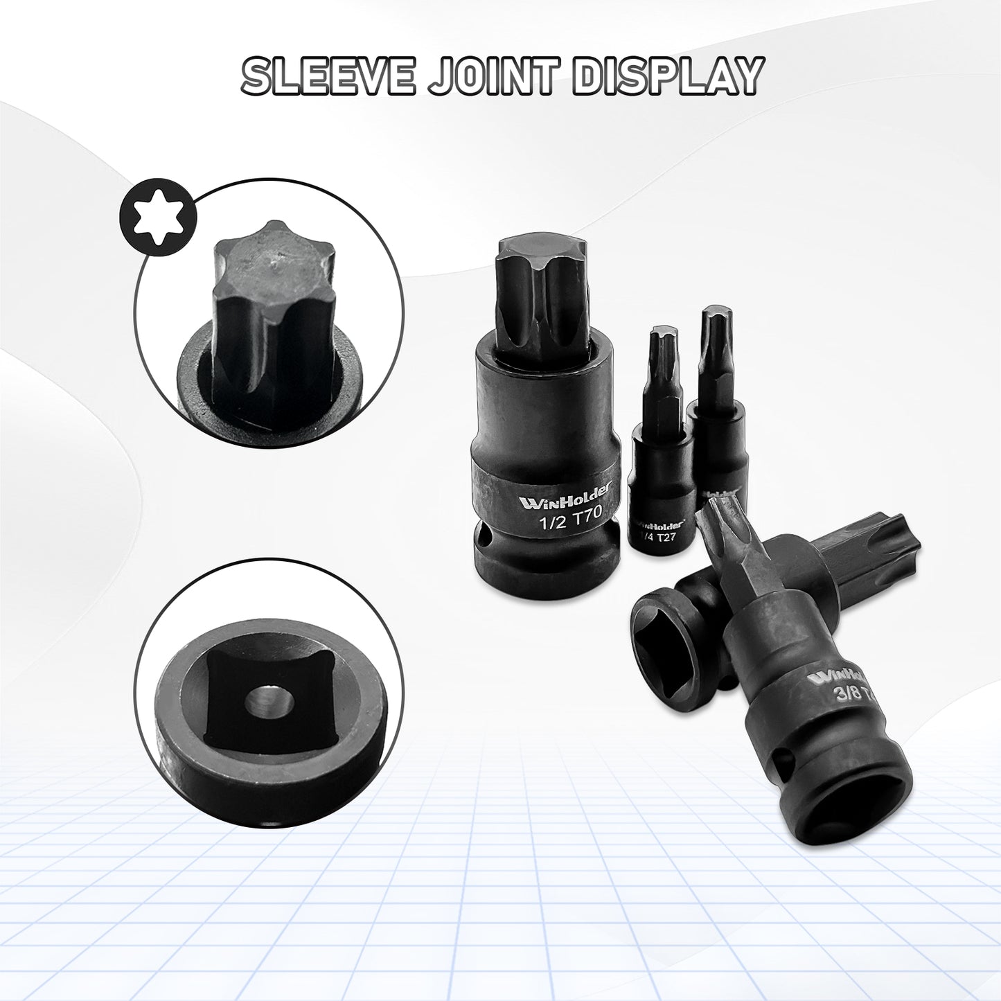 15pc Impact Torx Bit Socket Set Dr 1/4,3/8,1/2"