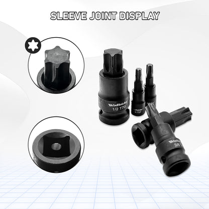 15pc Impact Torx Bit Socket Set Dr 1/4,3/8,1/2"