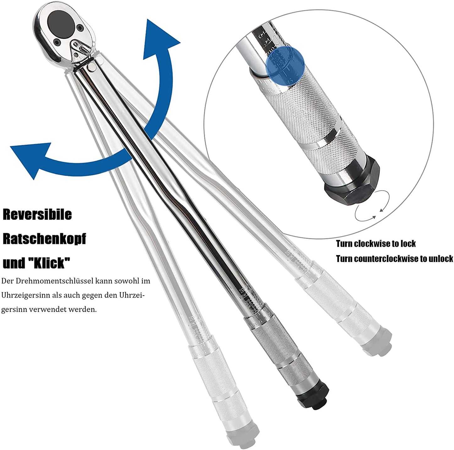 8PCS 1/2 " Ratcheting Torque Wrench