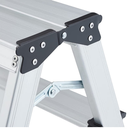 Aluminum Double 4 Step Ladder (Silver）