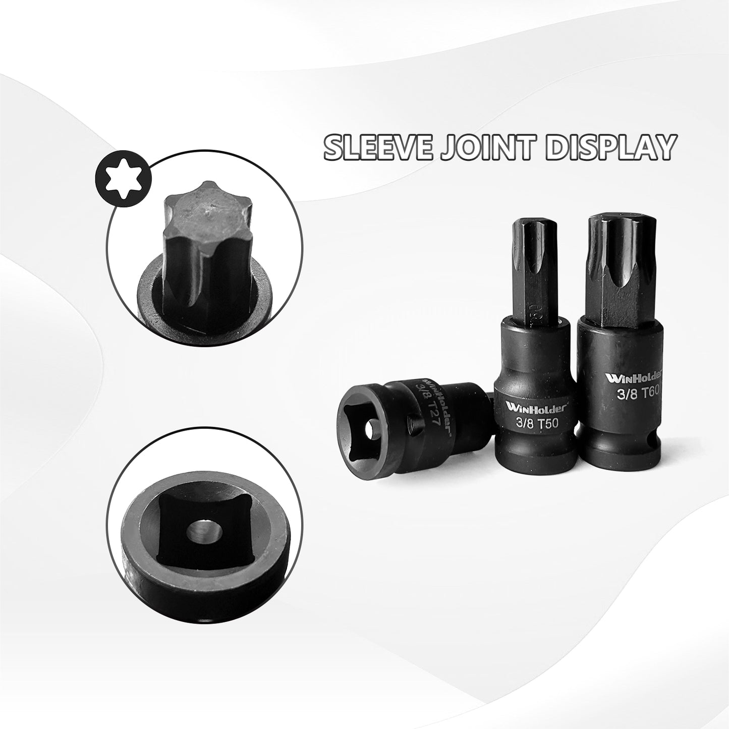 IMPACT TORX BIT Sockets Set 3/8" Dr T20 To T60