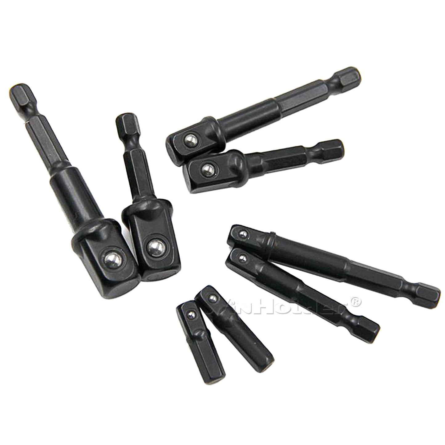 IMPACT Drill Socket Adaptor 8PCS Hex Drive To 1/4" 3/8" 1/2"