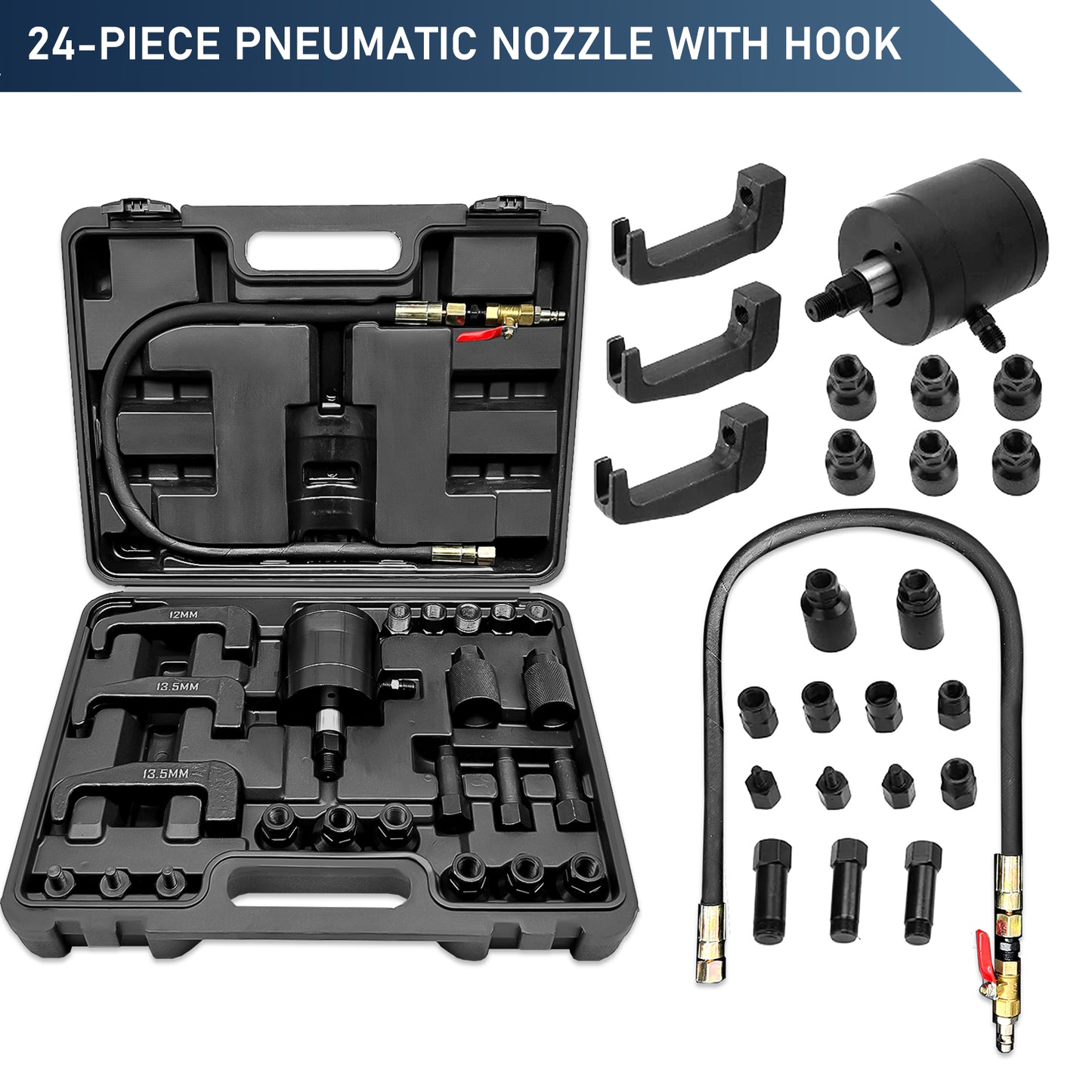 24 in 1 Upgraded Pneumatic Injector Puller Set Diesel Injector Extractor Tool