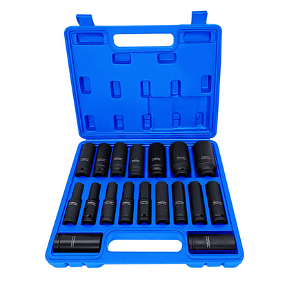 DEEP IMPACT SOCKET Set 1/2" Drive 10mm - 32mm 6pt Hex Long Reach Sockets 18pcs
