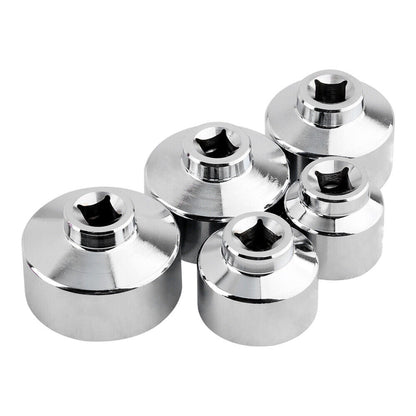 Oil Filter Socket Set 3/8" Dr 5 Pc 24 27 29 36 38mm Wrench Removal Tool