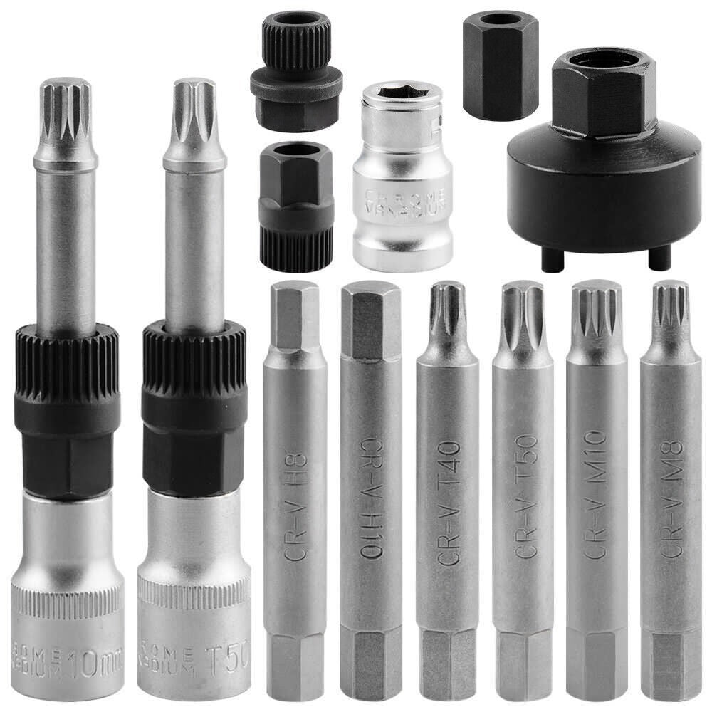 13 Pcs Alternator Free Wheel Pulley Removal Set Car Garage Tool