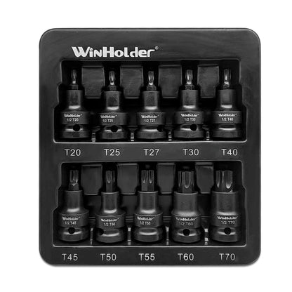 IMPACT TORX BIT Sockets Set 1/2" Dr T20 To T70