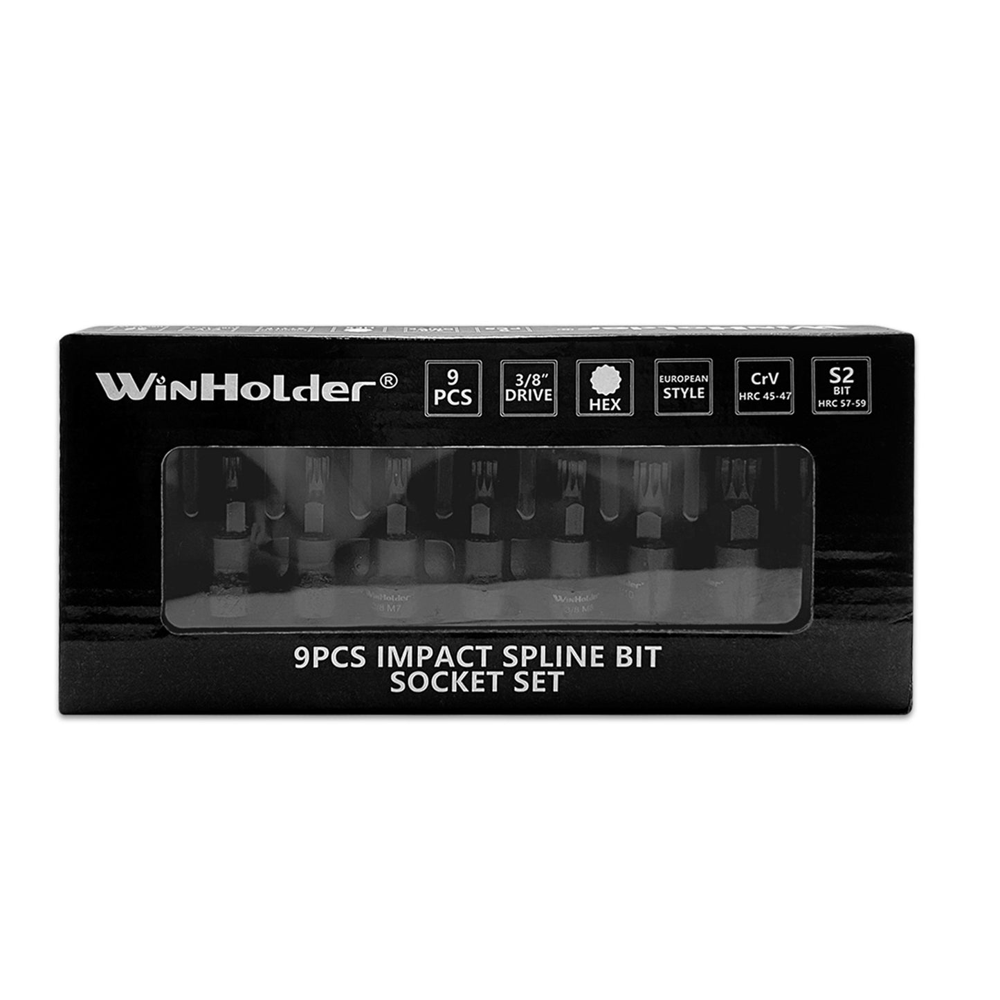 9pc Impact Spline Bit Socket Set 3/8" Dr M4 - M14