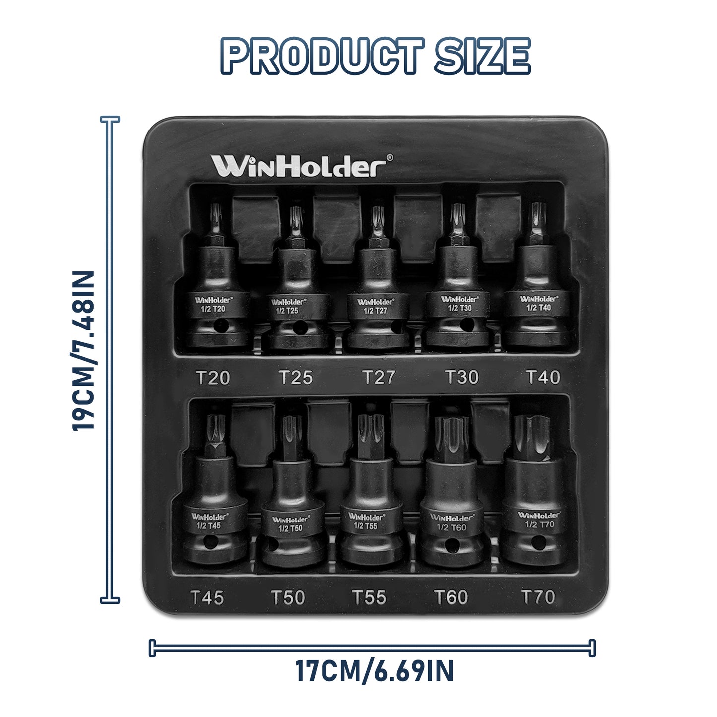 IMPACT TORX BIT Sockets Set 1/2" Dr T20 To T70