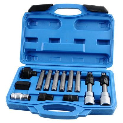 13 Pcs Alternator Free Wheel Pulley Removal Set Car Garage Tool