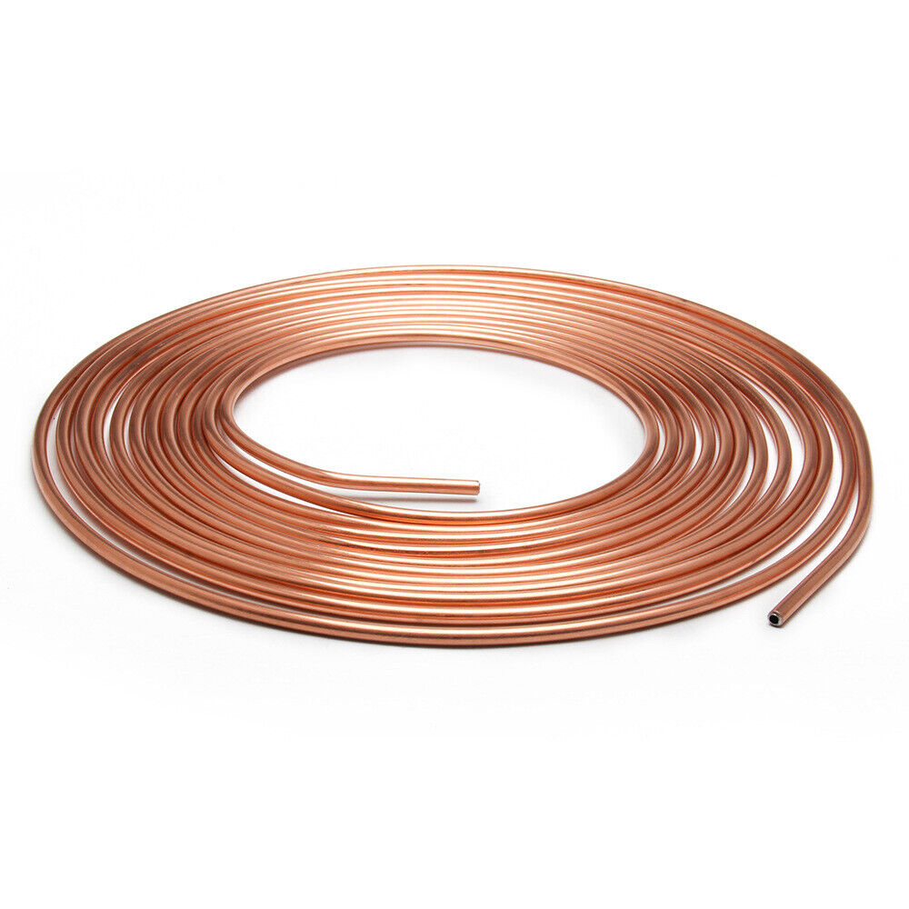 25ft Galvanized Copper Brake Pipe Hose Line Tube Roll 3/16'' Fittings Tubing Kit