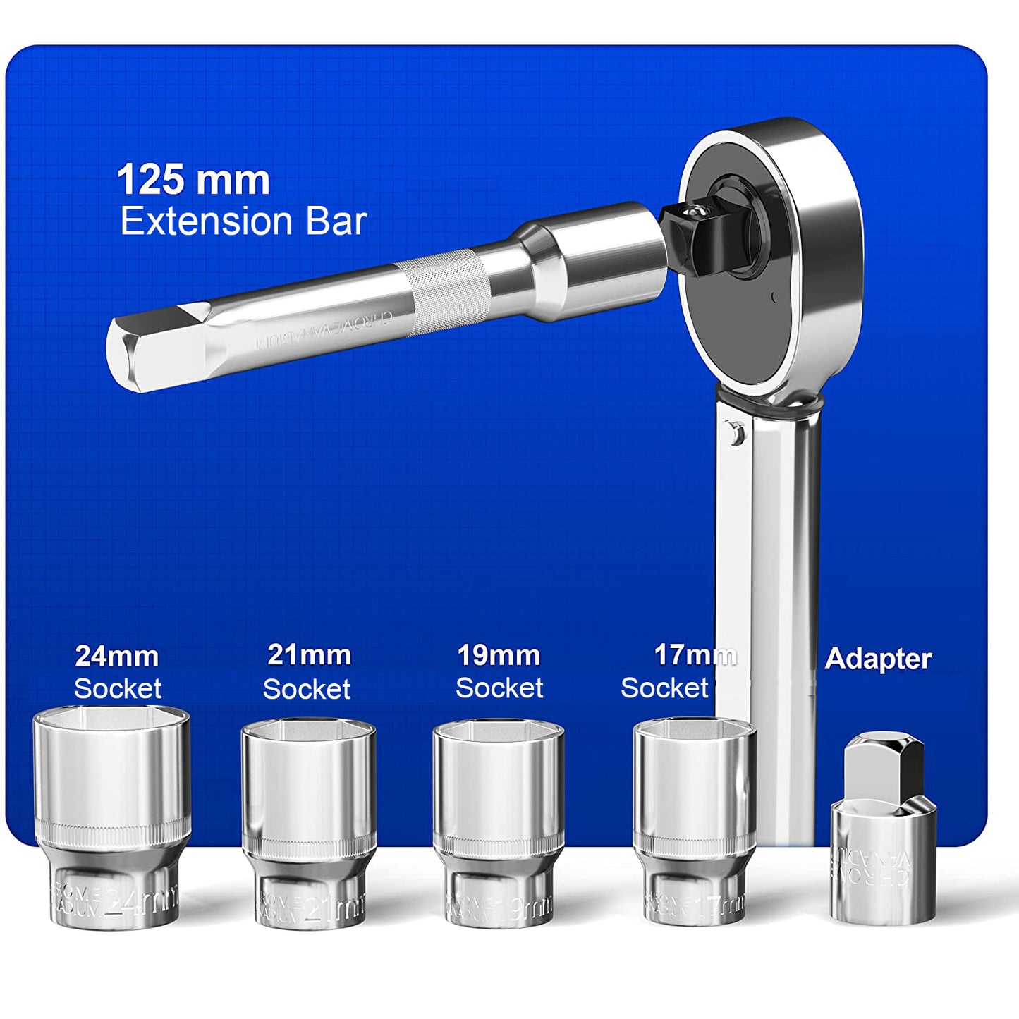 8PCS 1/2 " Ratcheting Torque Wrench