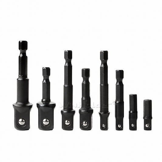IMPACT Drill Socket Adaptor 8PCS Hex Drive To 1/4" 3/8" 1/2"