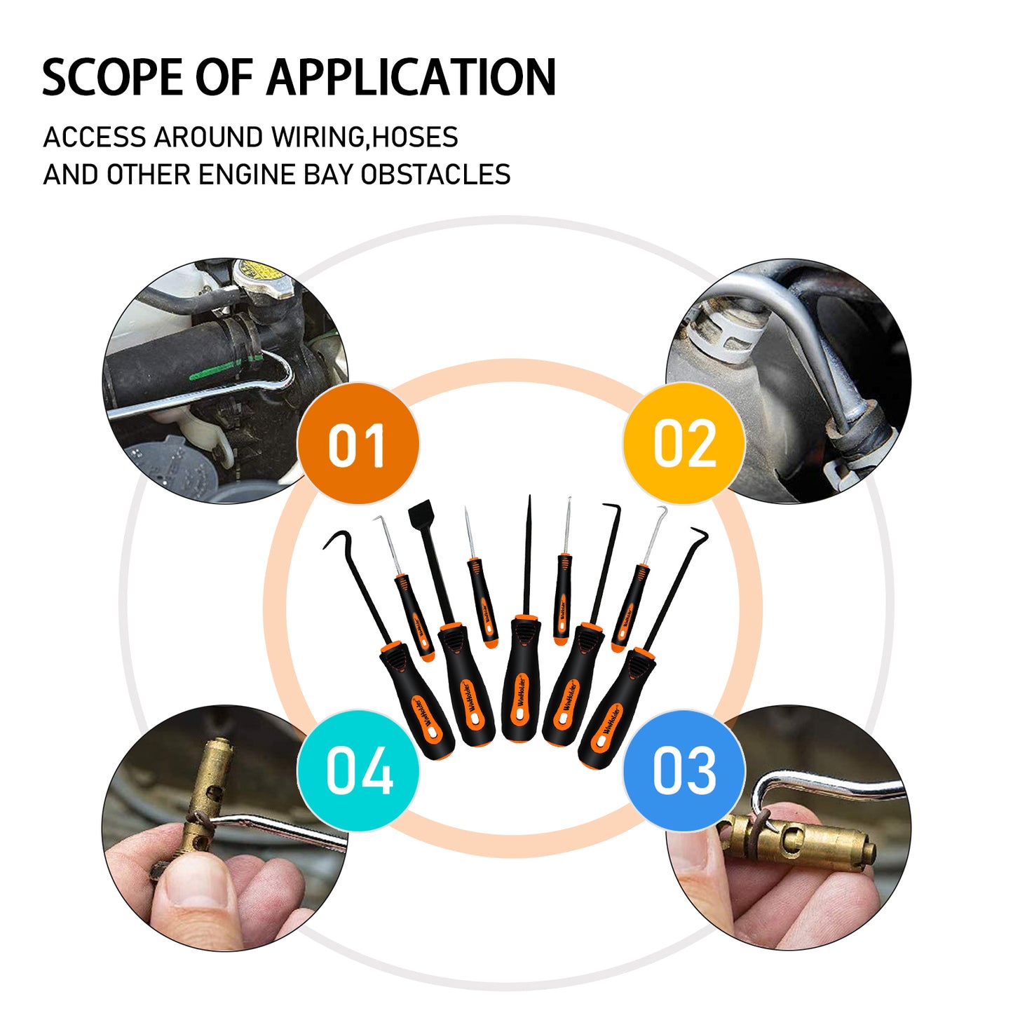 Scraper Hook And Pick Tool Set O Ring Seal Gasket Removal Set & Mini Hook & Pick