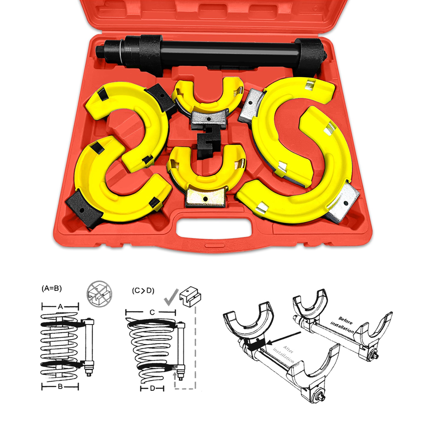 Coil Spring Compressor Set Suspension Spring Compress（Red Box）