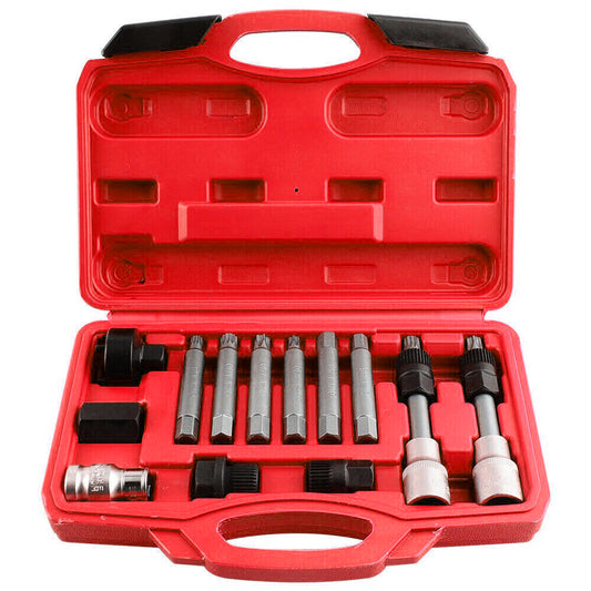 13 Pcs Alternator Free Wheel Pulley Removal Set Car Garage Tool