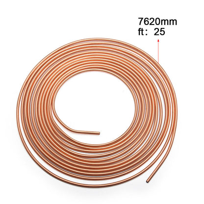 25ft Galvanized Copper Brake Pipe Hose Line Tube Roll 3/16'' Fittings Tubing Kit