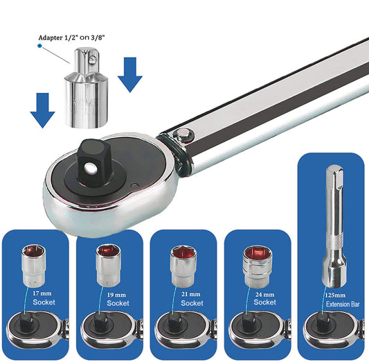 8PCS 1/2 " Ratcheting Torque Wrench