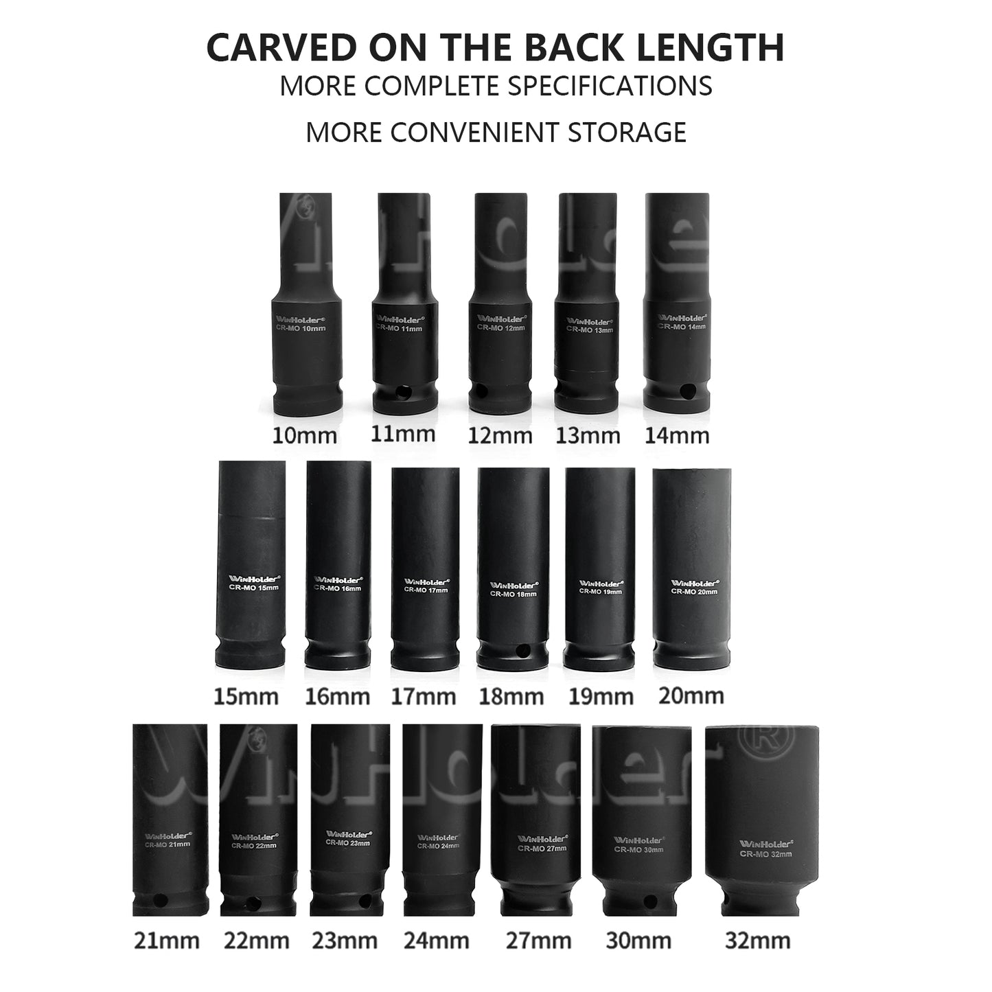 DEEP IMPACT SOCKET Set 1/2" Drive 10mm - 32mm 6pt Hex Long Reach Sockets 18pcs