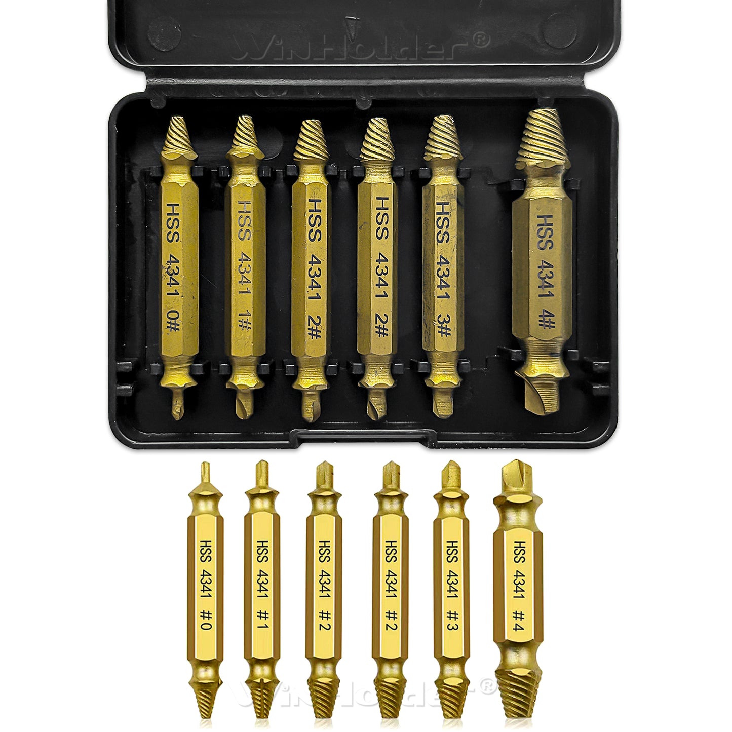 6PCS Broken Screw Extractor Remover Set Damaged Bolt Easy Out Stripped Drill Bit