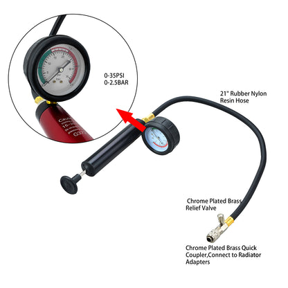 Car Cooling System Radiator Pressure Pump Tester Test Tool Set
