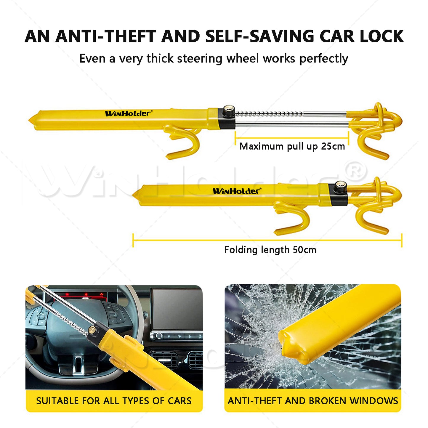 Twin Hooks Steering Wheel Lock