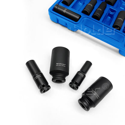 DEEP IMPACT SOCKET Set 1/2" Drive 10mm - 32mm 6pt Hex Long Reach Sockets 18pcs