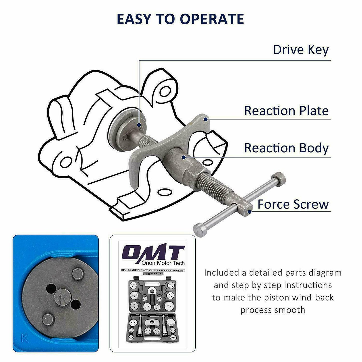 22pc Disc Brake Caliper Piston Rewind Tool Kit