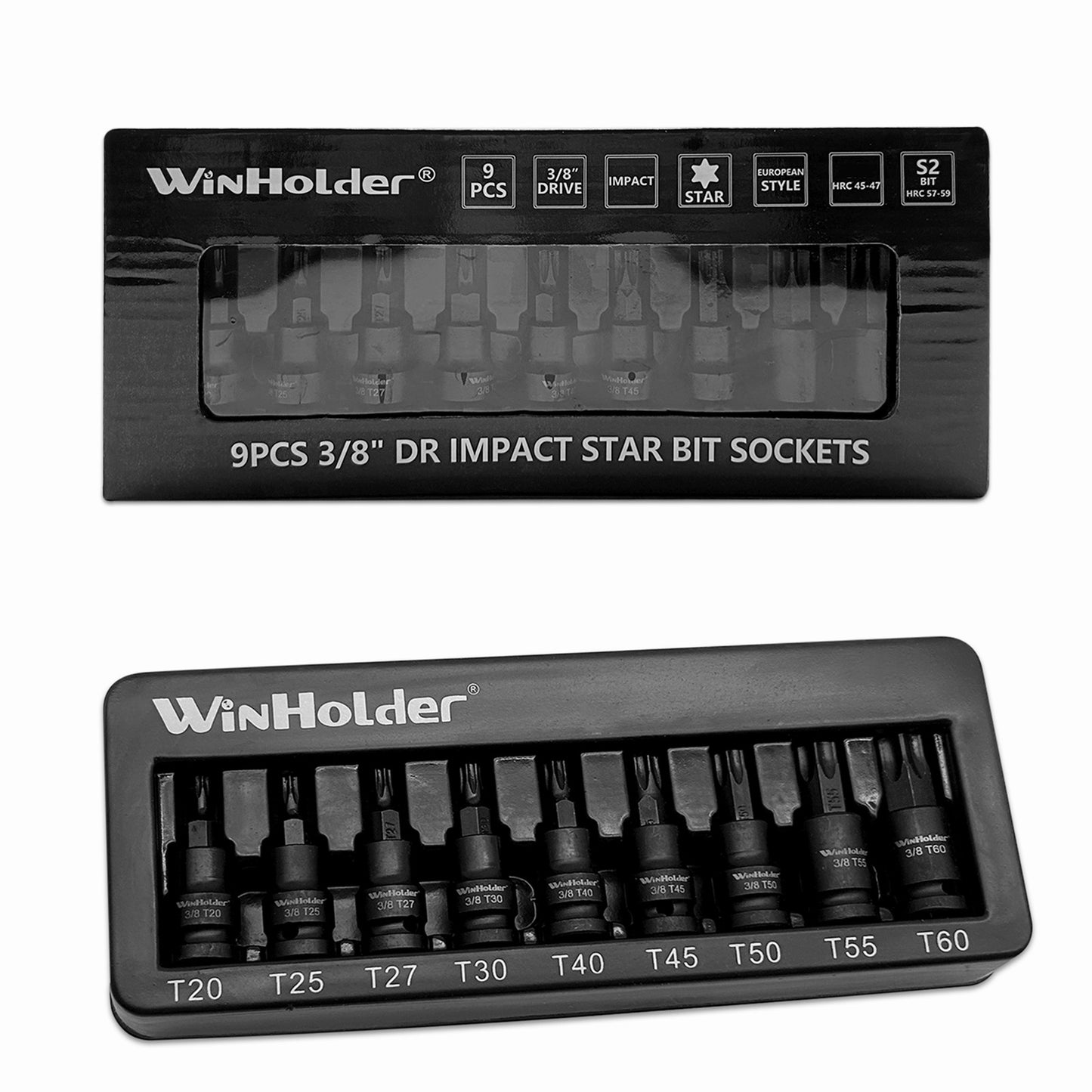 IMPACT TORX BIT Sockets Set 3/8" Dr T20 To T60