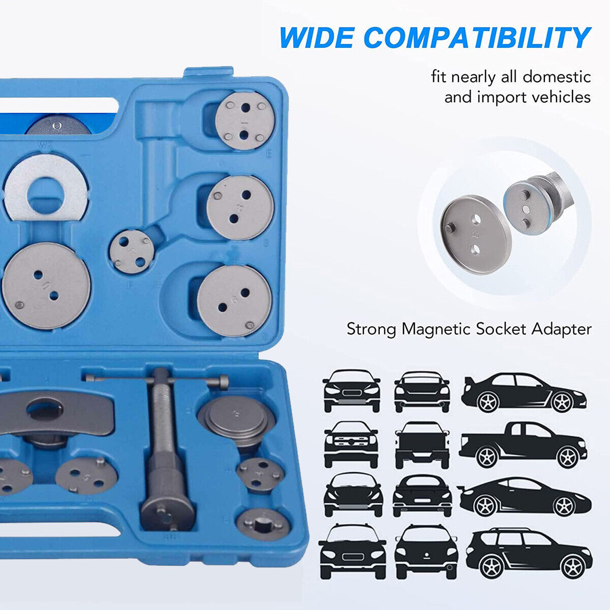 22pc Disc Brake Caliper Piston Rewind Tool Kit