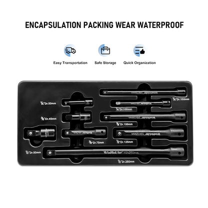9pc 1/4" 3/8" 1/2" Impact Extension Bar Set