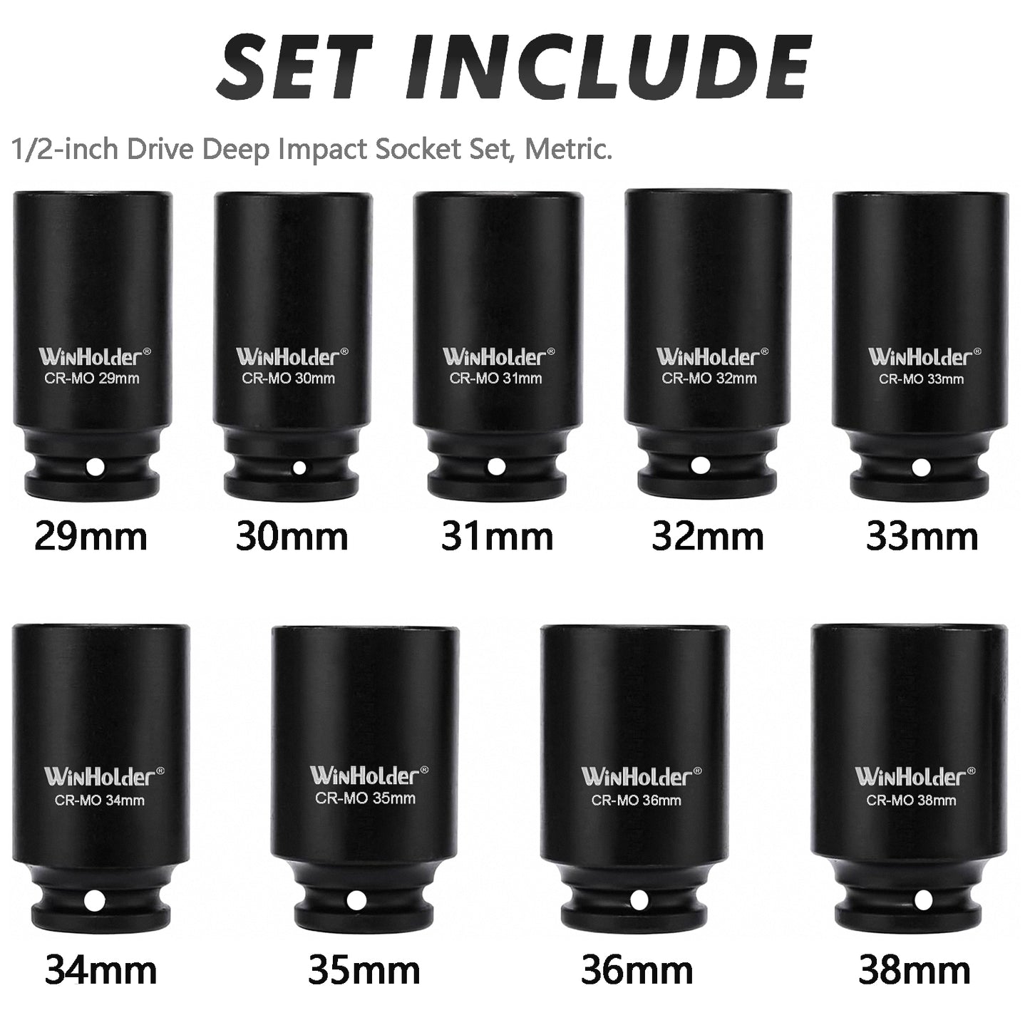 6 Point Axle Hub Nut DEEP IMPACT Socket Set 1/2"Dr Thin Wall Drive Shaft Socket