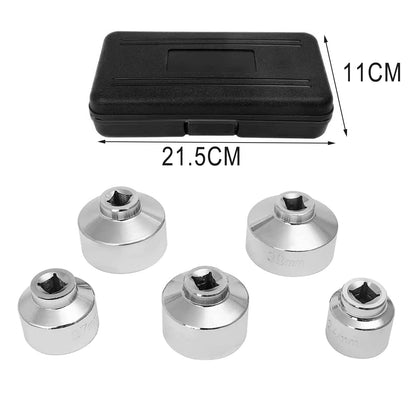 Oil Filter Socket Set 3/8" Dr 5 Pc 24 27 29 36 38mm Wrench Removal Tool