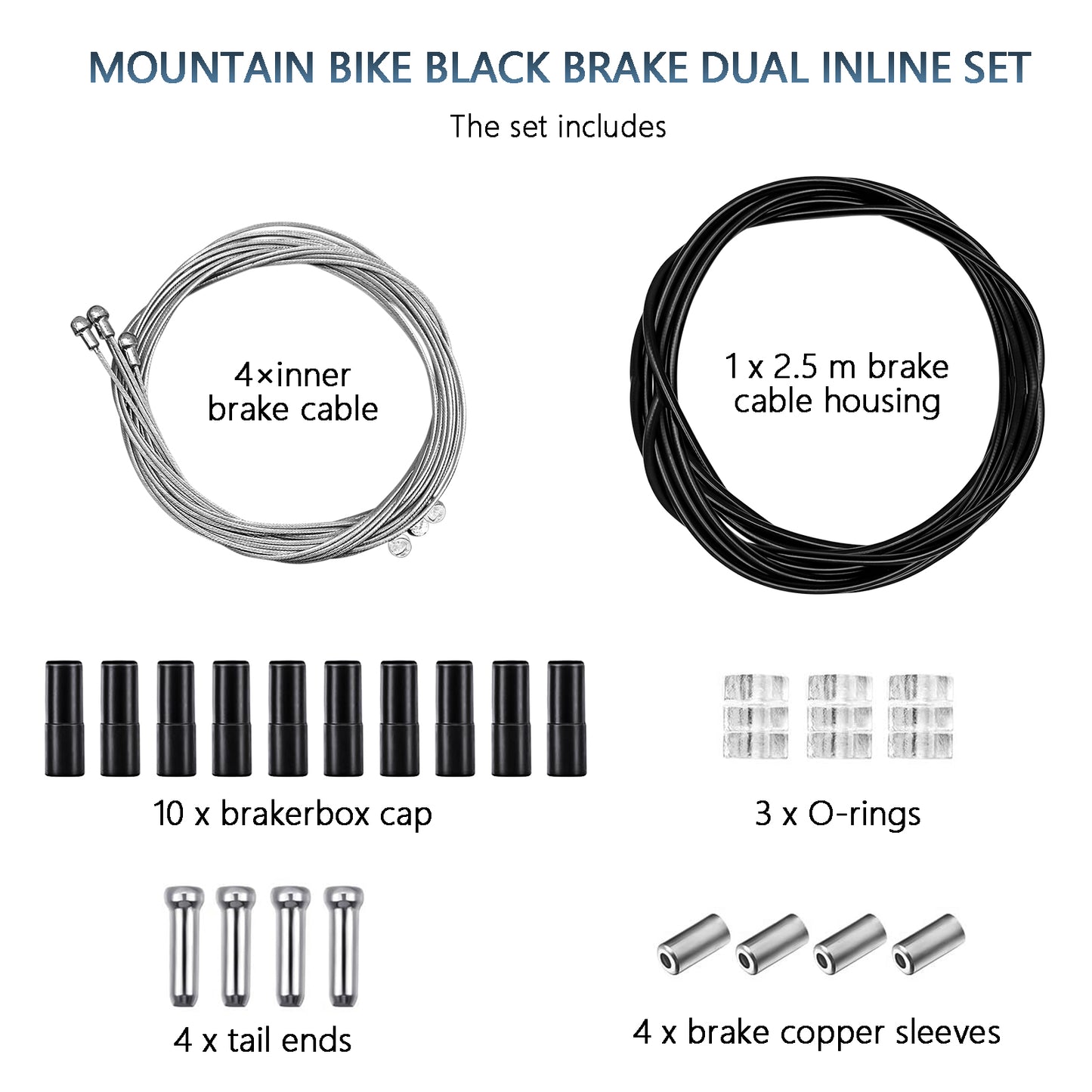 Bicycle Cable Set Break Cable Kit Brake+Gear Front Rear Inner Outer Bike Cables