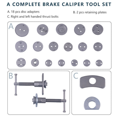 22pc Disc Brake Caliper Piston Rewind Tool Kit