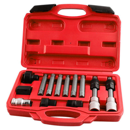 13 Pcs Alternator Free Wheel Pulley Removal Set Car Garage Tool