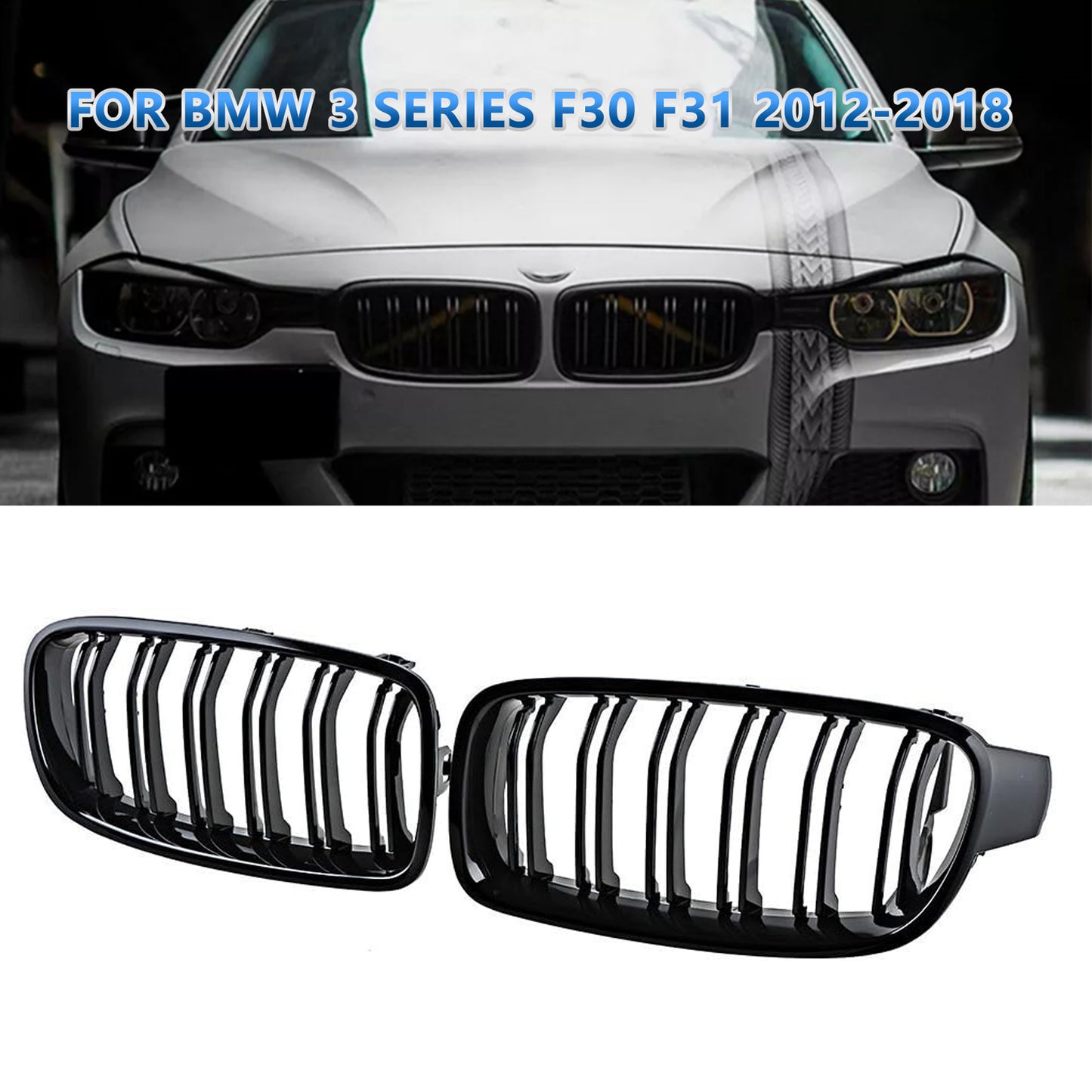 FOR BMW F30 F31 3 SERIES 2012-18 KIDNEY TWIN GRILLS GRILLE