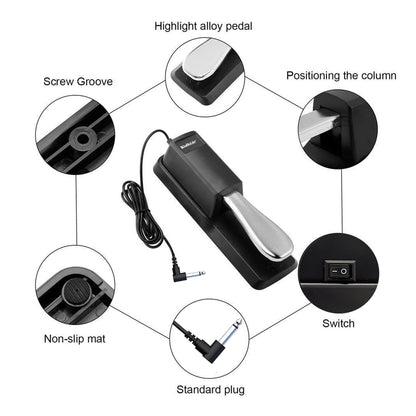 Universal Piano-style Sustain Foot Pedal